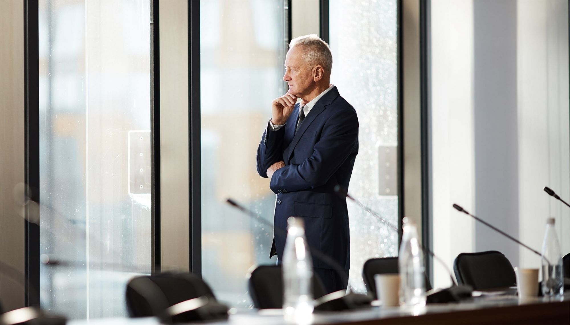 Financial advisor thinking about business loans