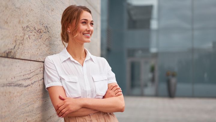 woman smiling at loan approved